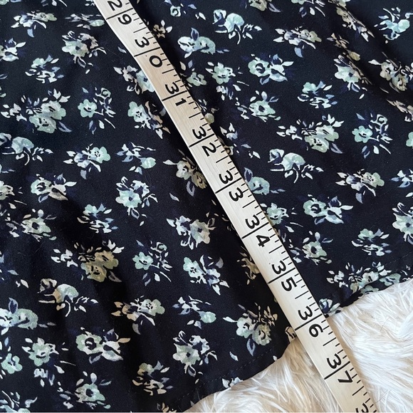 H&M Long Sleeve Mini A-line Black Floral Sundress sze 8 - Picture 10 of 12